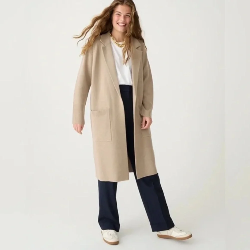J. Crew Ella open-front long sweater-blazer in Heather Birch - Picture 1 of 4
